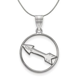 Sterling Silver Pi Beta Phi Medium Circle Pendant Necklace - 24 Inch